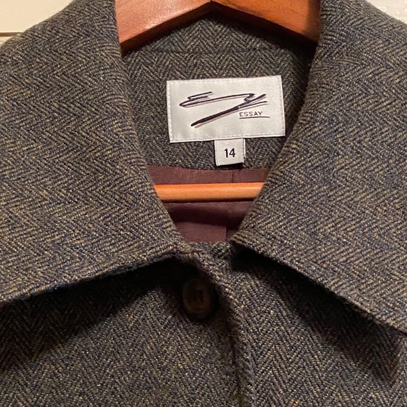 ESSAY Vintage Tweed Wool Sports Blazer Green - Picture 6 of 14